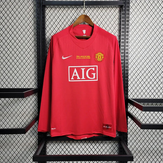 Camisola Manchester United Principal 2007/08 Manga Cumprida